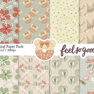 Feel good Papers mood Patterns soft Planner Digital Paper pastel Patterns scrapbook paper seamless patterns Graphics Hand Drawn Background