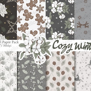 Cozy Winter Paper Winter Pattern Christmas aesthetic Planner Sticker Digital Paper scrapbook seamless patterns Hand Drawn Background Image