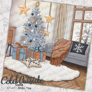 Winter Scene Planner Graphic: Cozy Snow Scene Illustration (JPG)