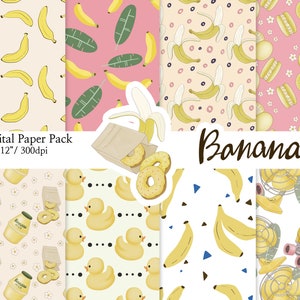 Banane Papiere Gelb Muster Obst Muster Planer Sticker Digitales Papier Muster Scrapbook nahtlos Muster Handgezeichnet Hintergrund Bild