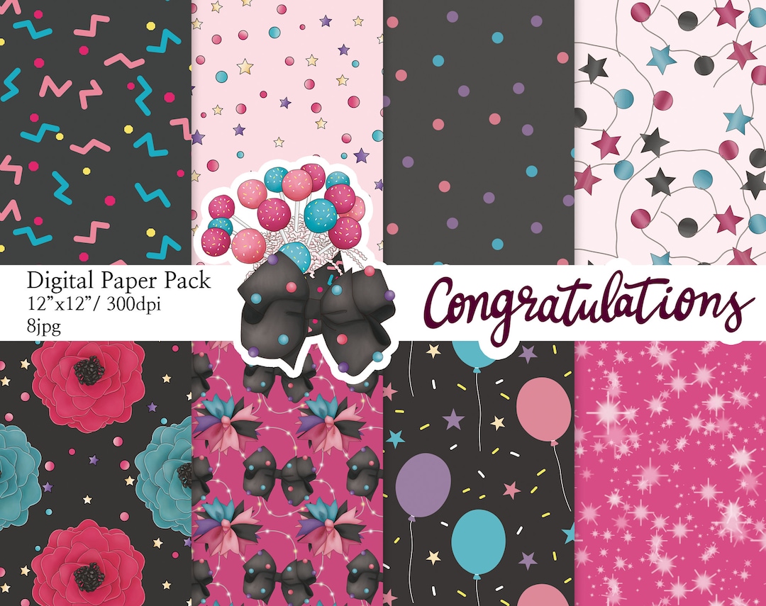 Congratulations Paper Party Pattern Birthday Pattern Planner Sticker ...