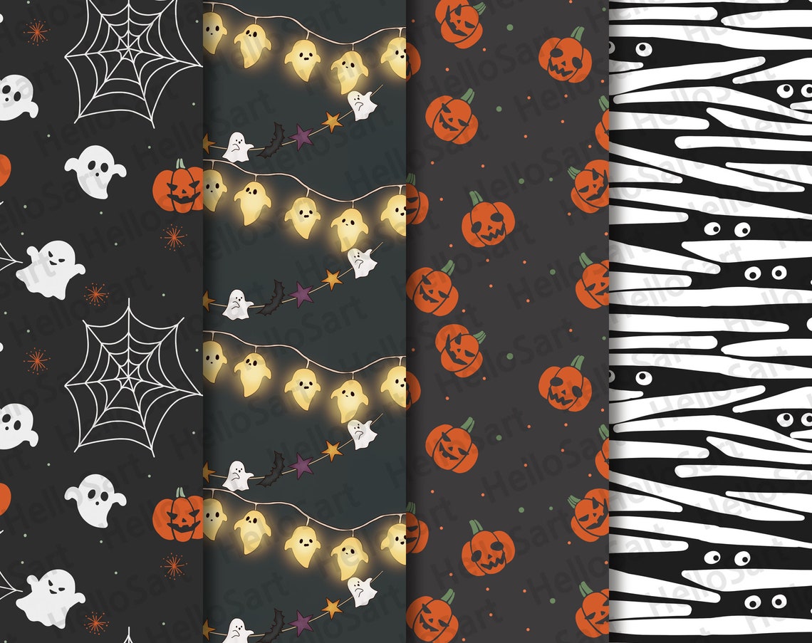 Halloween Papers Spooky Pattern Horror Pattern Planner Sticker Etsy