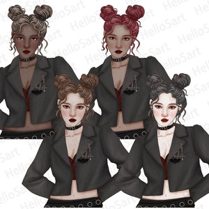 Goth Girl Clipart: Halloween Spooky Fashion-grafik (PNG) bild 3