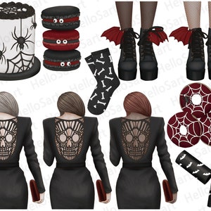 Goth Girl Clipart: Halloween Spooky Fashion-grafik (PNG) bild 5