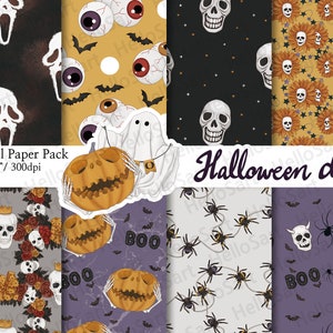 Spooky Halloween Digital Paper: Horror Patterns (12x12, 8 JPG)