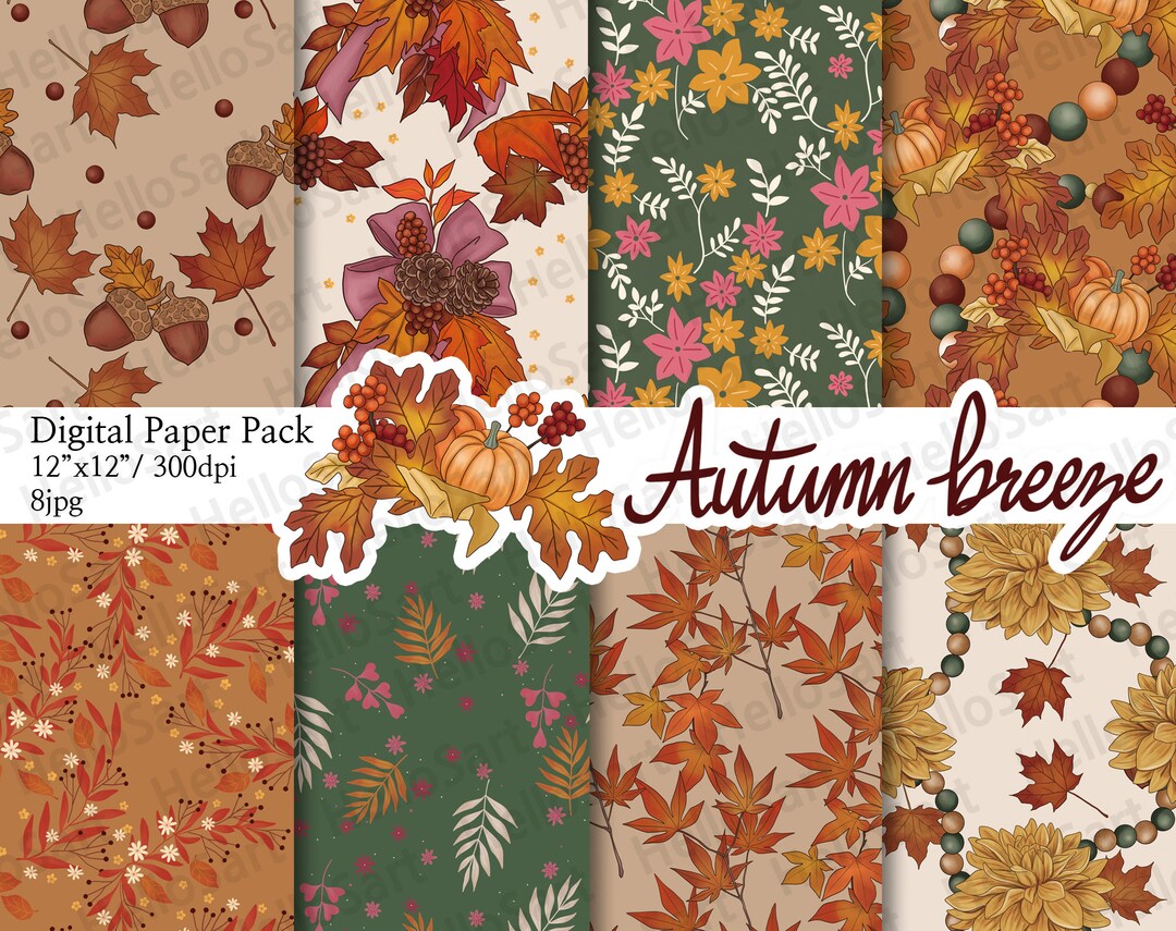 Autumn Leaves Digital Paper: Cozy Fall Patterns (12x12, 300dpi) - Etsy