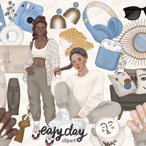 Easy Day-clipart: Fashion Girl-graphics, plannerstickers (PNG)