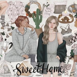 Hygge Clipart Bundle: Cozy Home Graphics, Planner Stickers (Digital Download)