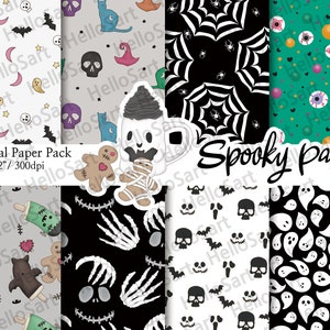 Spooky Party Digital Paper: Halloween Horror Pattern (Digital Download)
