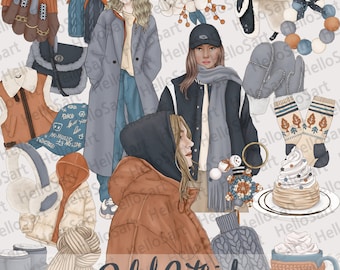 Winter Fashion Clipart: PNG Grafik (PNG)