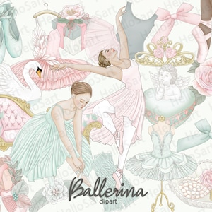 Ballerina-clipart: handgetekende balletdanser-graphics (PNG)