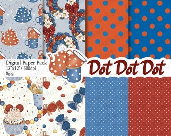 Dot Dot Dot Paper colorful Pattern Cute Patterns Planner Sticker Digital Paper scrapbook seamless patterns Hand Drawn Background Image