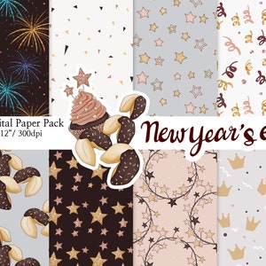 Silvester Papier Party Muster Glam Papiere Planer Sticker Digitales Papier Scrapbook Muster nahtlos Muster Handgezeichnet Hintergrund Bild