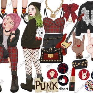 Punk clipart Fashion clipart Hand Clipart Girl ClipArt Music Clipart Woman Clipart check clipart Girls Graphics Style Planner Stickers