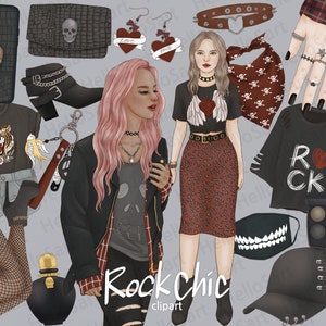 Rock Chic Fashion Clipart: Punk Girl Graphics (PNG)
