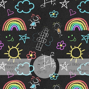Kiddo Blacktop Kreide Musterdesign: Handgezeichnete Spielplatz Digital Download