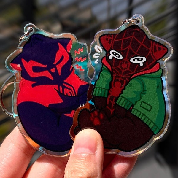 Spider Kitty KEYCHAIN | Holographic Acrylic Superhero-Inspired Keychain