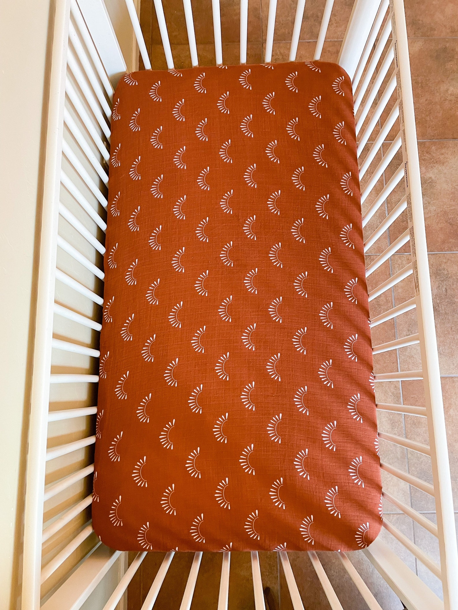 Soft Bamboo Sunburst Muslin Crib Sheet Rust Gender Neutral Etsy