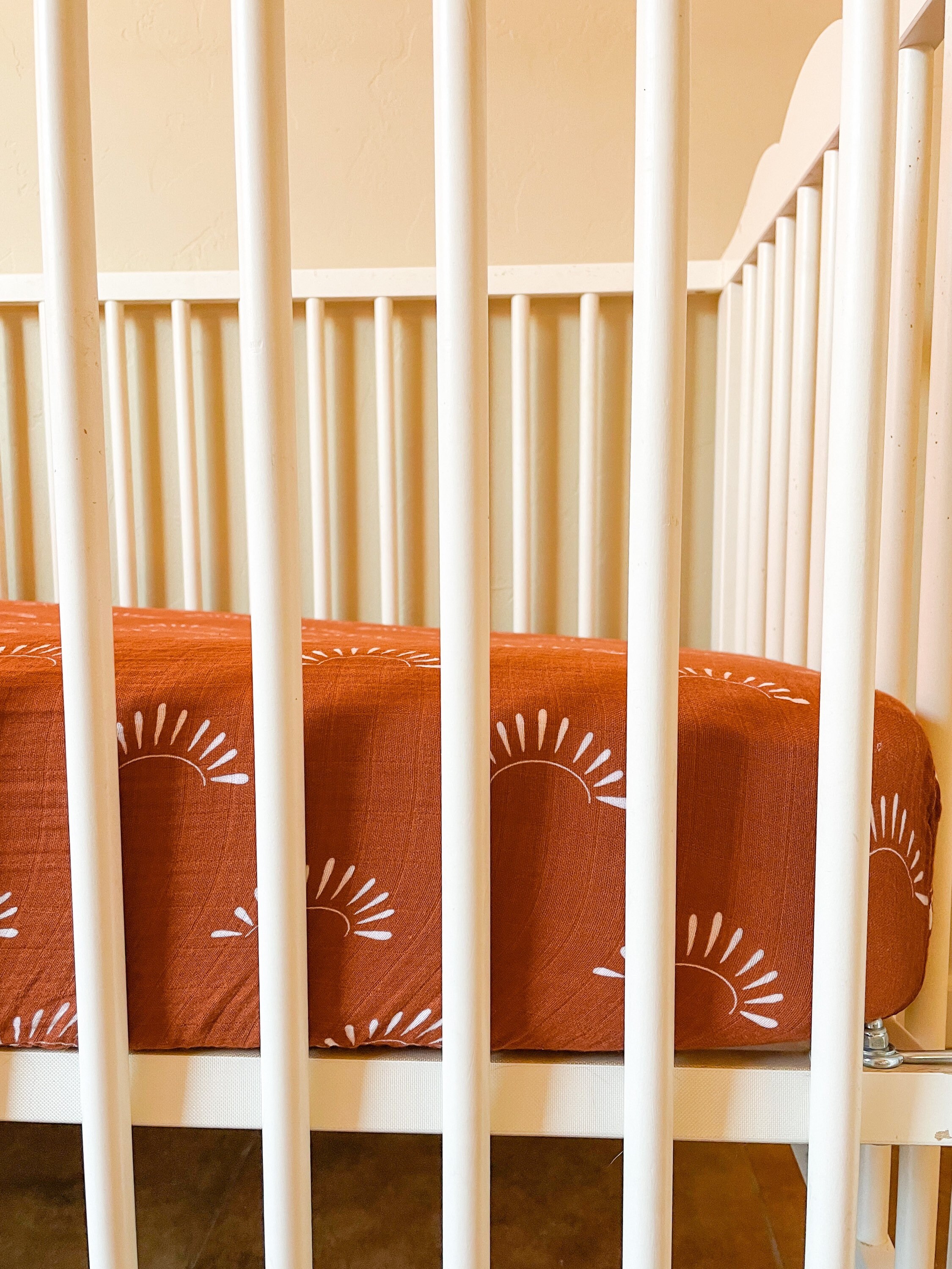 Soft Bamboo Sunburst Muslin Crib Sheet Rust Gender Neutral Etsy