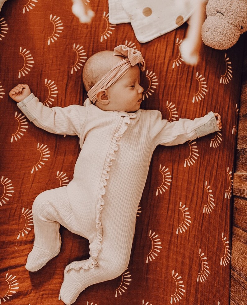 Soft Bamboo Sunburst Muslin Crib Sheet Rust Gender Neutral Etsy