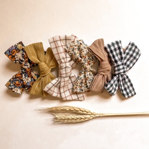 Harvest Baby Bow Set: 6-Piece Fall Gingham Plaid Alligator Clips