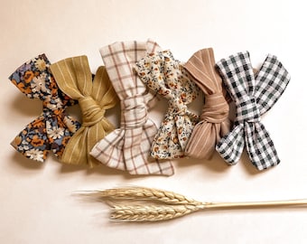 Harvest Baby Bow Set: 6-Piece Fall Gingham Plaid Alligator Clips