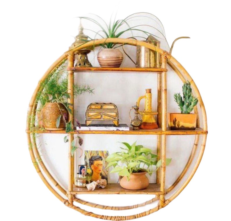 Estante circular de la pared del ratán estante redondo de la | Etsy