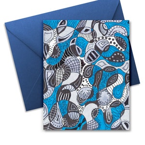 Leere Notecards, ungewöhnliche handgemachte Notecards; bunte Notecards, abstrakte Designs, bunte Karten mit passenden Farbumschlägen
