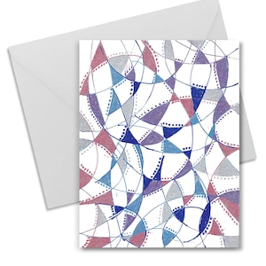 Coleção de linhas pontilhadas (10 cartões + envelopes correspondentes), cartões para todas as ocasiões, cartões desenhados à mão, envelopes coloridos combinando