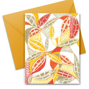 Coleção Happy Leaves - (5 cartões + envelopes correspondentes), desenhado à mão, papelaria, cartões comemorativos, cartões para todas as ocasiões