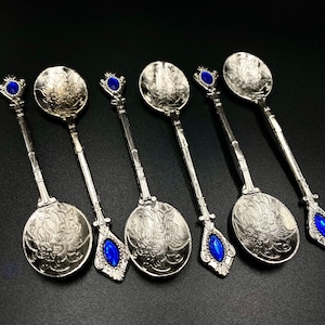 Set of 6 Silver Tea Spoon, Turkish Ottoman Antique Style Teaspoons Tea Coffee Sugar Serving Measuring Spoons, Home Decor Ideas Unique Gift