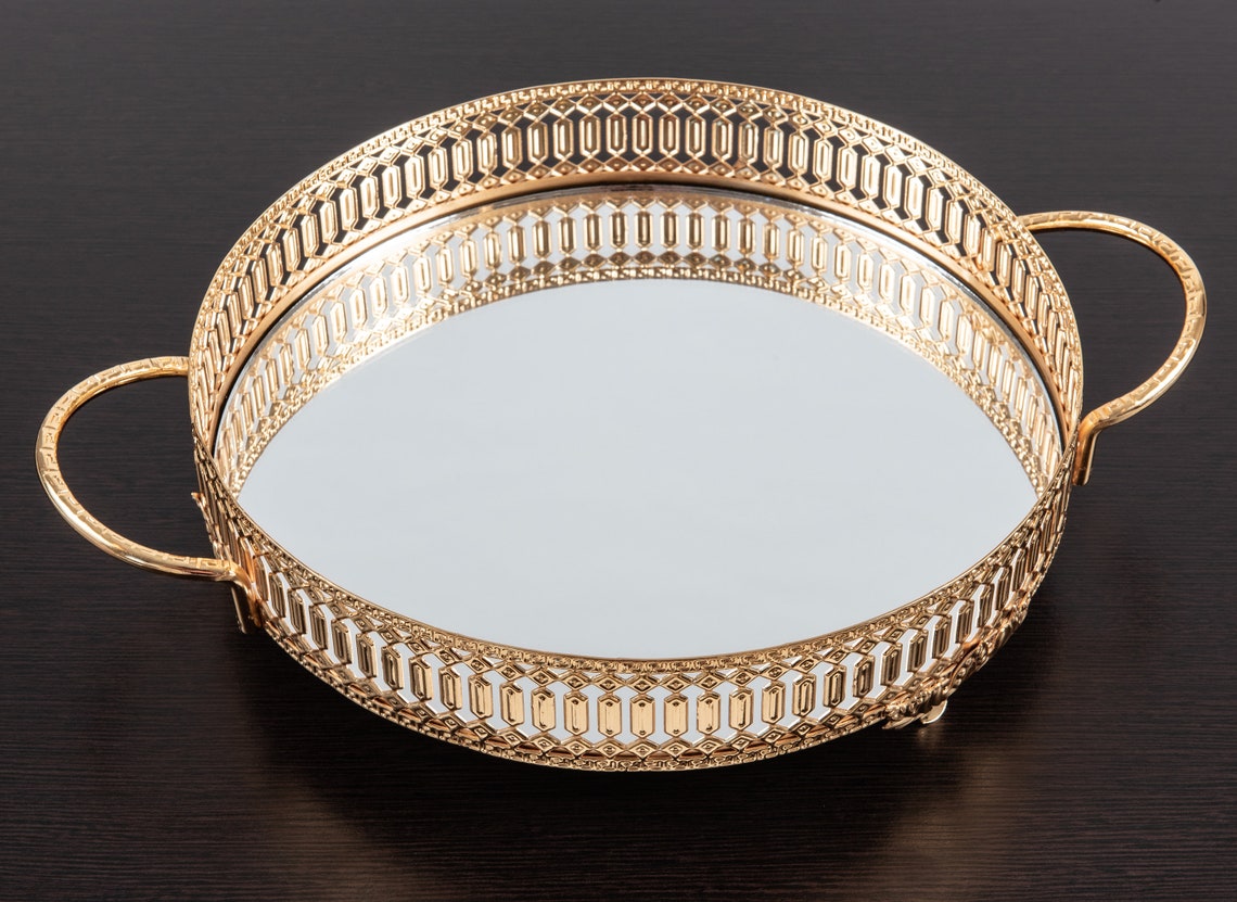 Beautiful Round Mirror Vanity Tray Centerpiece Decorative Etsy