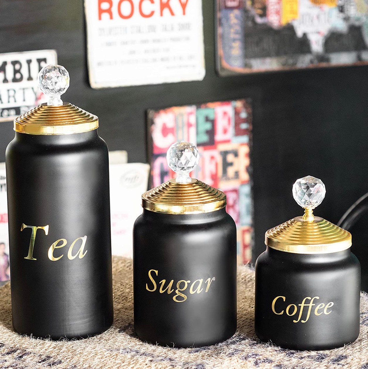 Kitchen Canister Set Sugar Jar Flour Jar Coffee Jar Rustic -  Sweden