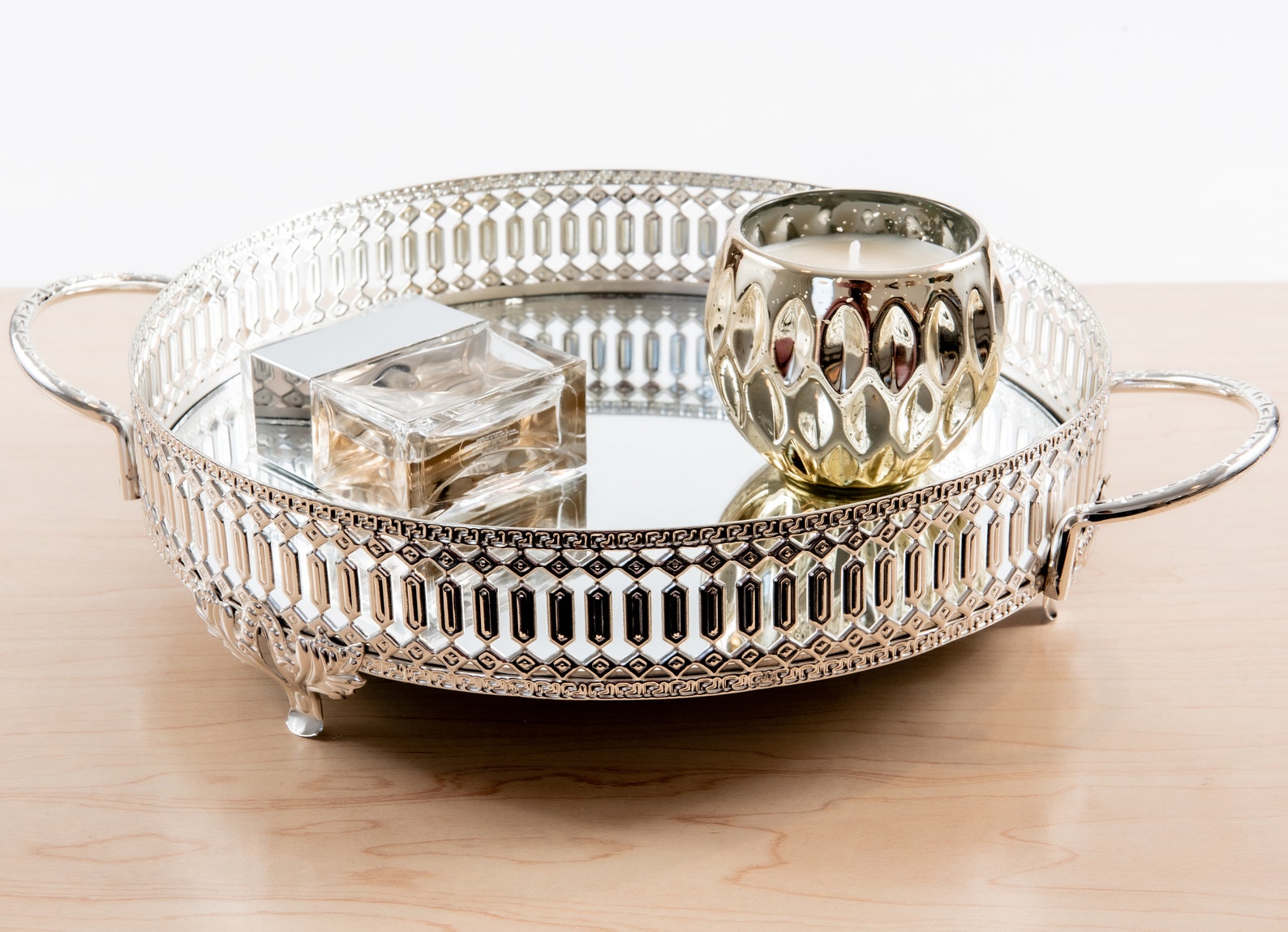 Beautiful Round Mirror Vanity Tray Centerpiece Decorative Etsy