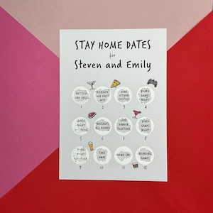 Stay Home Date Night Scratch Card - Birthday Scratch Card - Valentines Day Scratch Card - Date Night Ideas Card