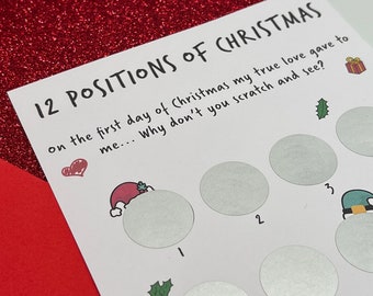 12 Positions of Christmas Scratch Card - Advent Calendar - Rude Christmas Scratch Card - Naughty and Nice Card - Sex Advent - MATURE