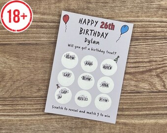 26th Birthday scratch card - Personslised, naughty, rude, sex, date night gift for him, boyfriend, husband. Mature.