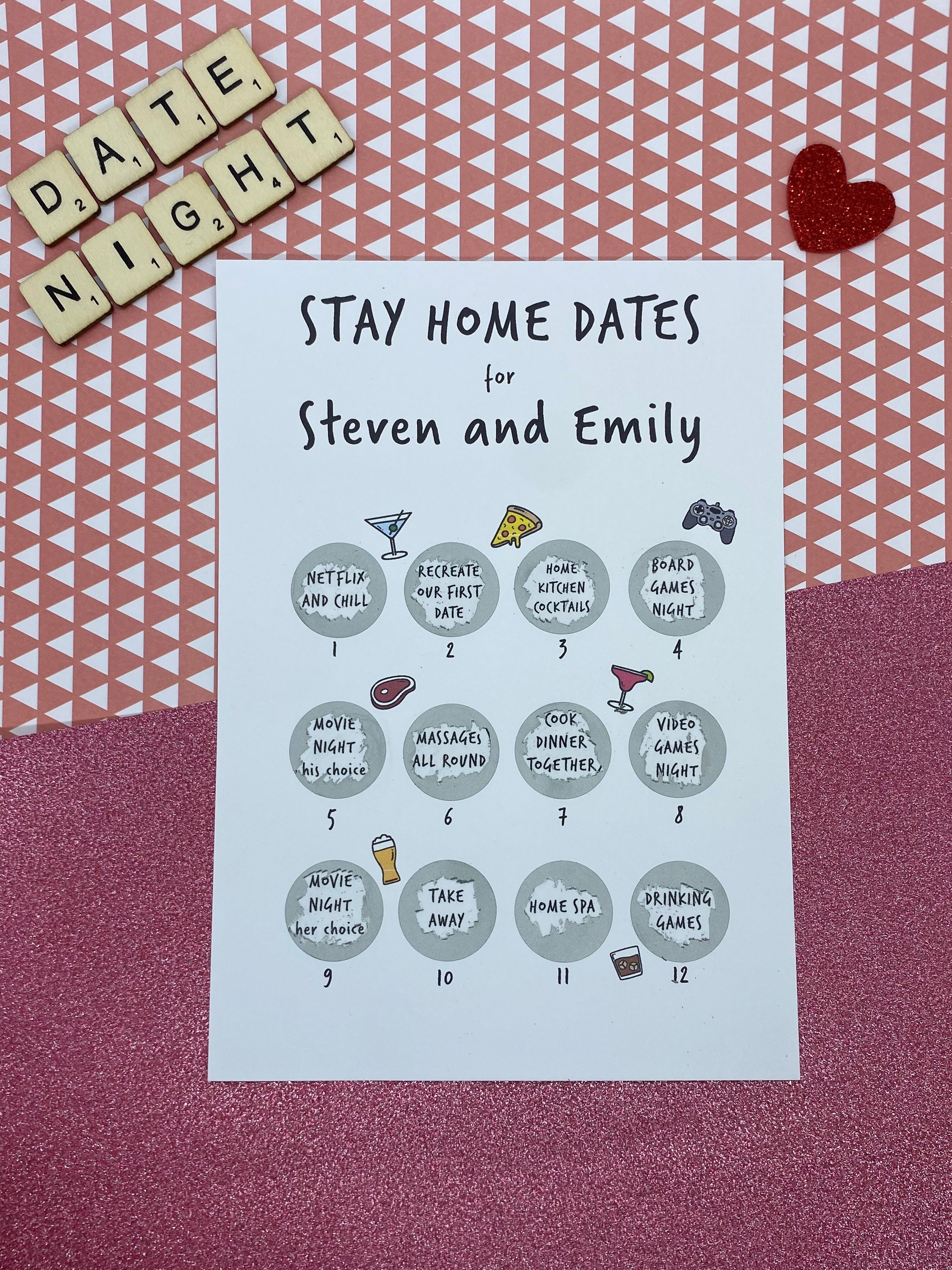 Stay Home Date Night Scratch Card Birthday Scratch Card | Etsy
