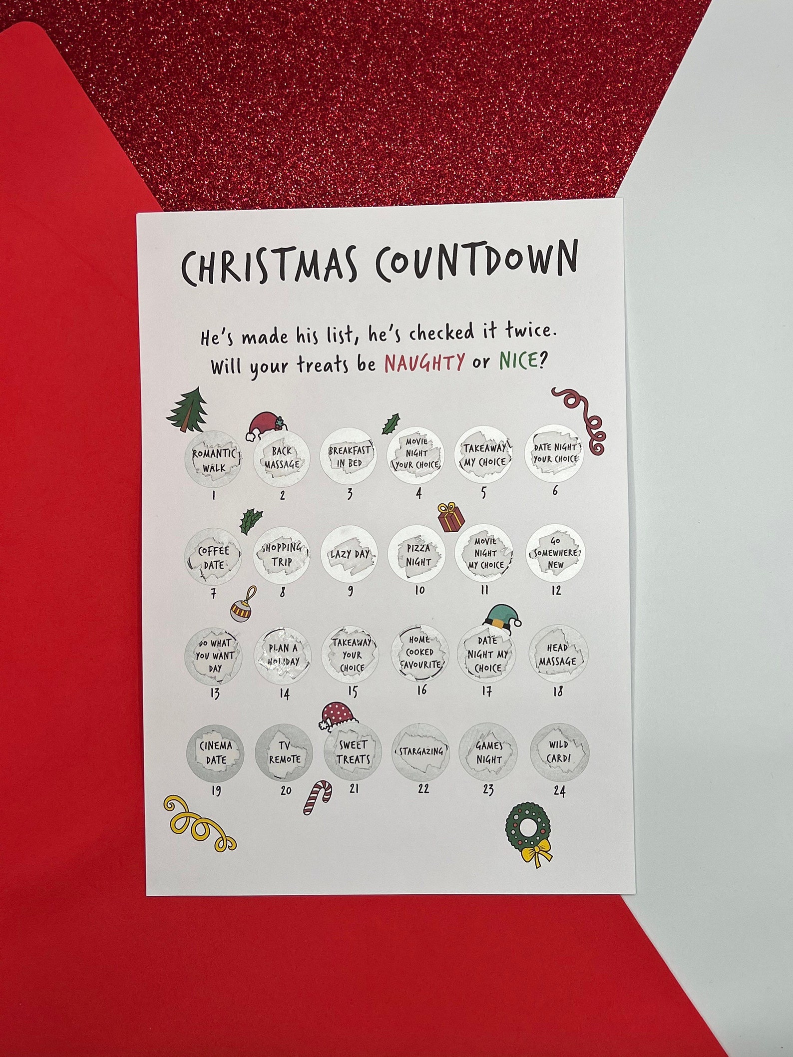 Advent Calendar Christmas Scratch Card Advent Calendar Etsy