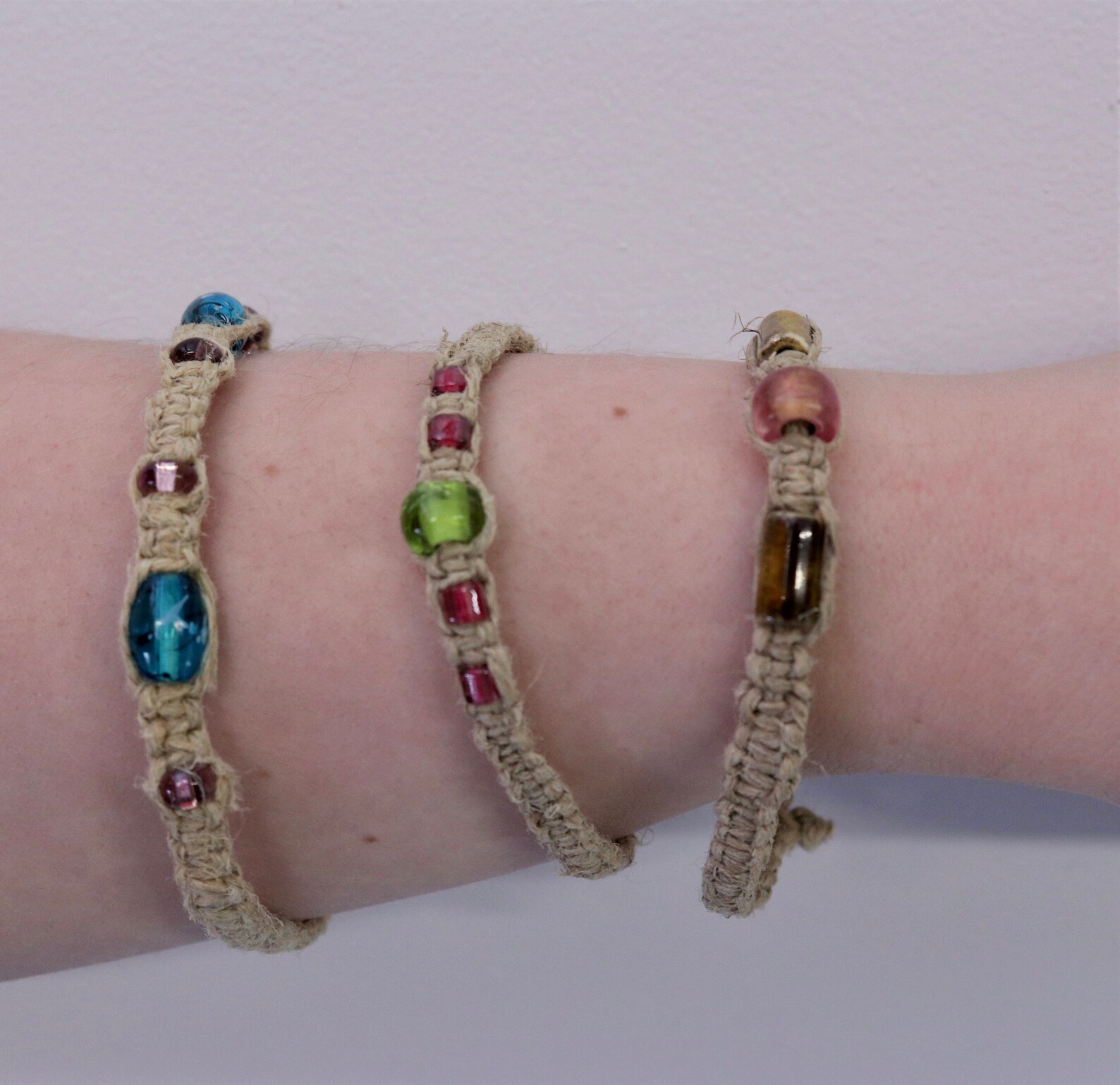 Woven and Braided Hemp Beaded Bracelet Etsy