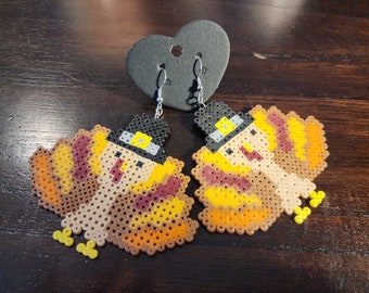 Pendientes de cuentas Perler con forma de pavo de Acción de Gracias