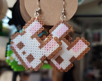 Mini pendientes de conejito con cuentas Perler: ganchos sin níquel