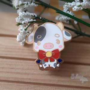Sailor Moo Enamel pin, Hard Metal Chibi Cow Pin, Anime Aesthetic Gift idea, Kawaii Cottagecore  Lapel pin