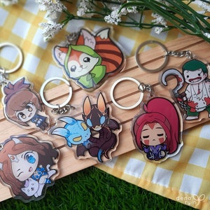 Chibi Heroes Acryl Schlüsselanhänger, Dota Gaming Acryl Anhänger, Gamer Geschenk, Pudge Marci Hoodwink Mirana Luna Oger Tide Templar Drow Venom Jakiro