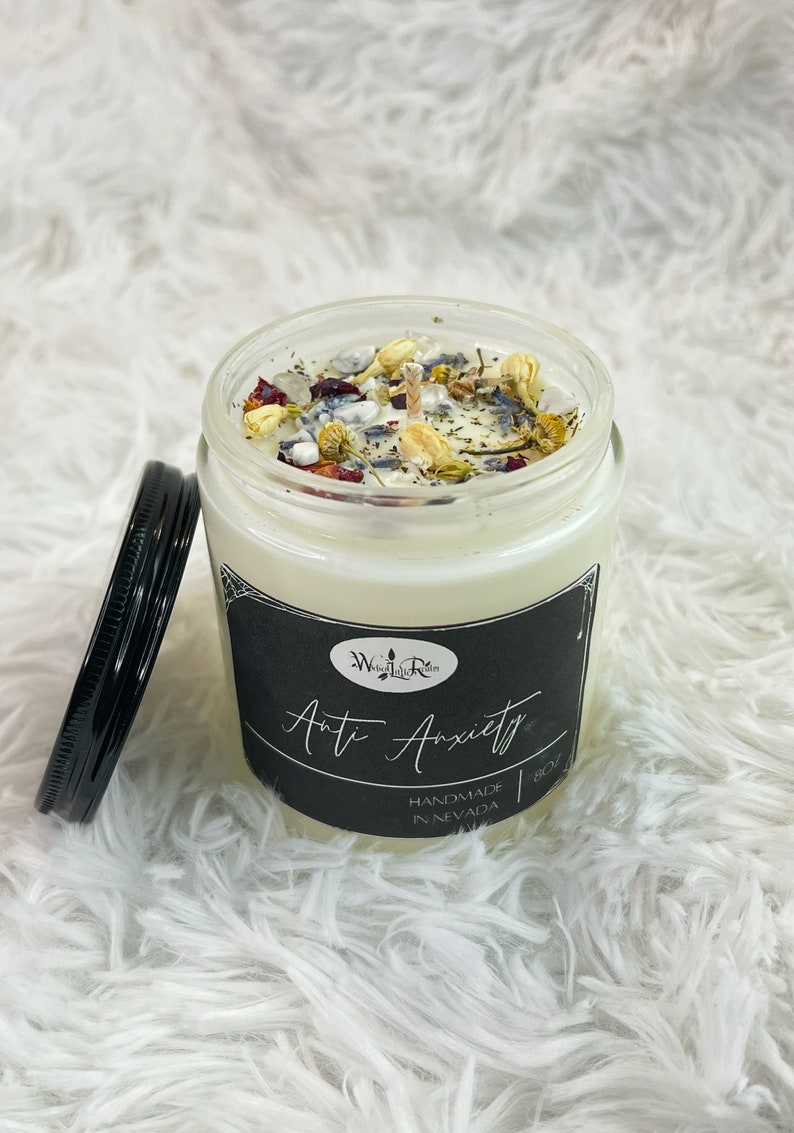 Anti Anxiety Crystal and Herb Intention Soy Candle and Wax Etsy