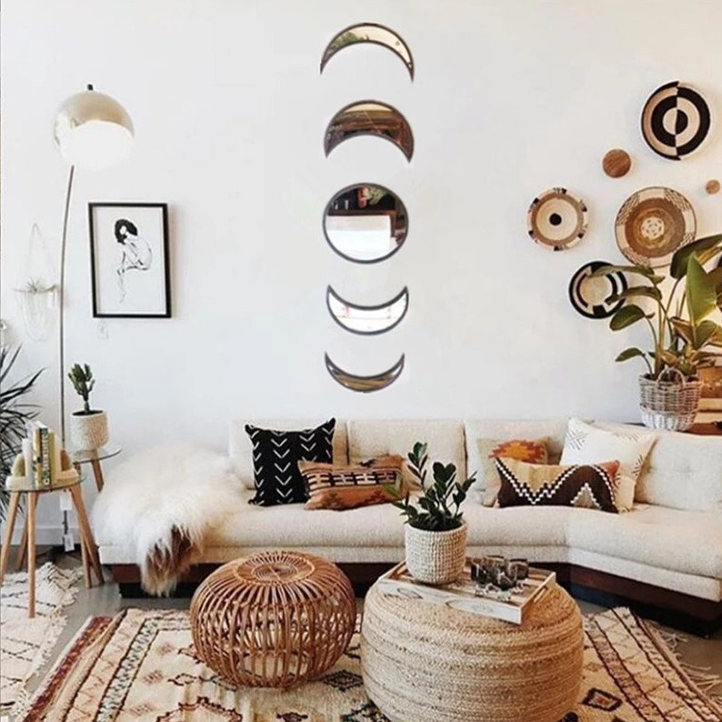 Moon Phase Wall Mirrors Moon Mirrors Wall Mirror Set 3 Etsy