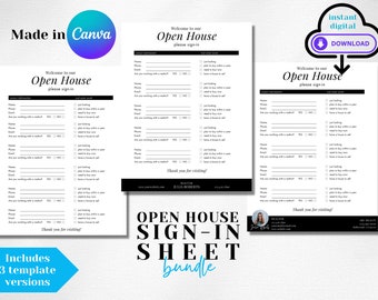 Real Estate Open House Sign in Sheet Template Editable - Etsy