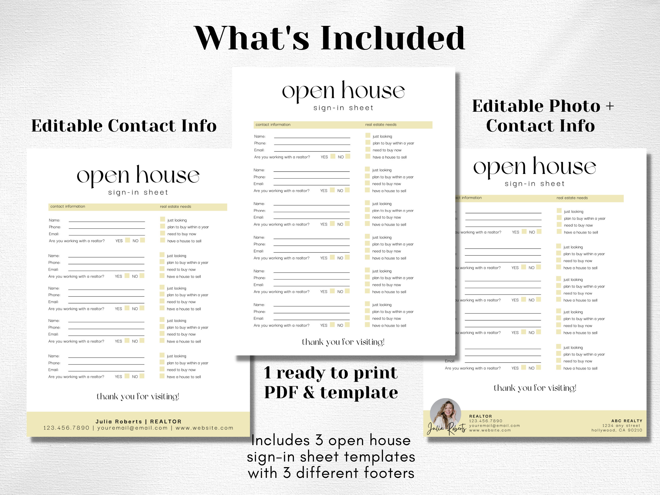 Open House Sign in Sheet Editable Canva Template & Pdfs | Real Estate ...