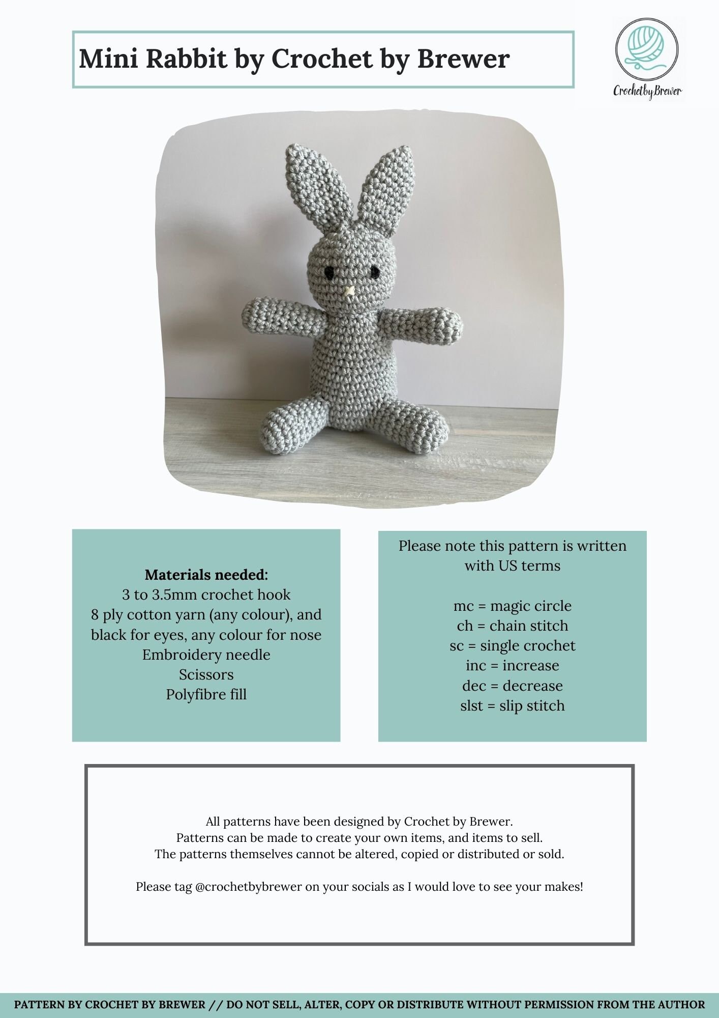 Mini Rabbit Crochet Pattern [pattern Only] - Etsy