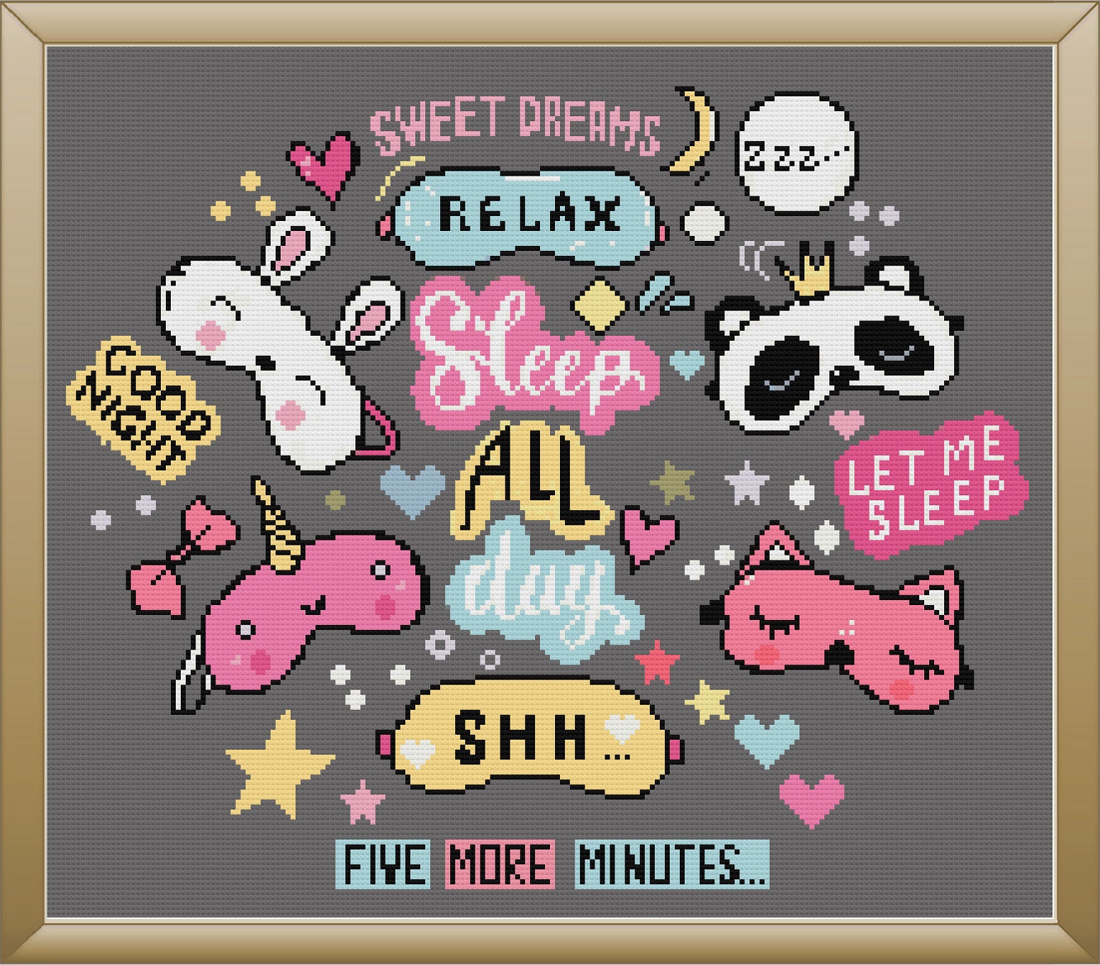 Sweet Dreams Cross Stitch Pattern digital Format PDF, Modern Cross